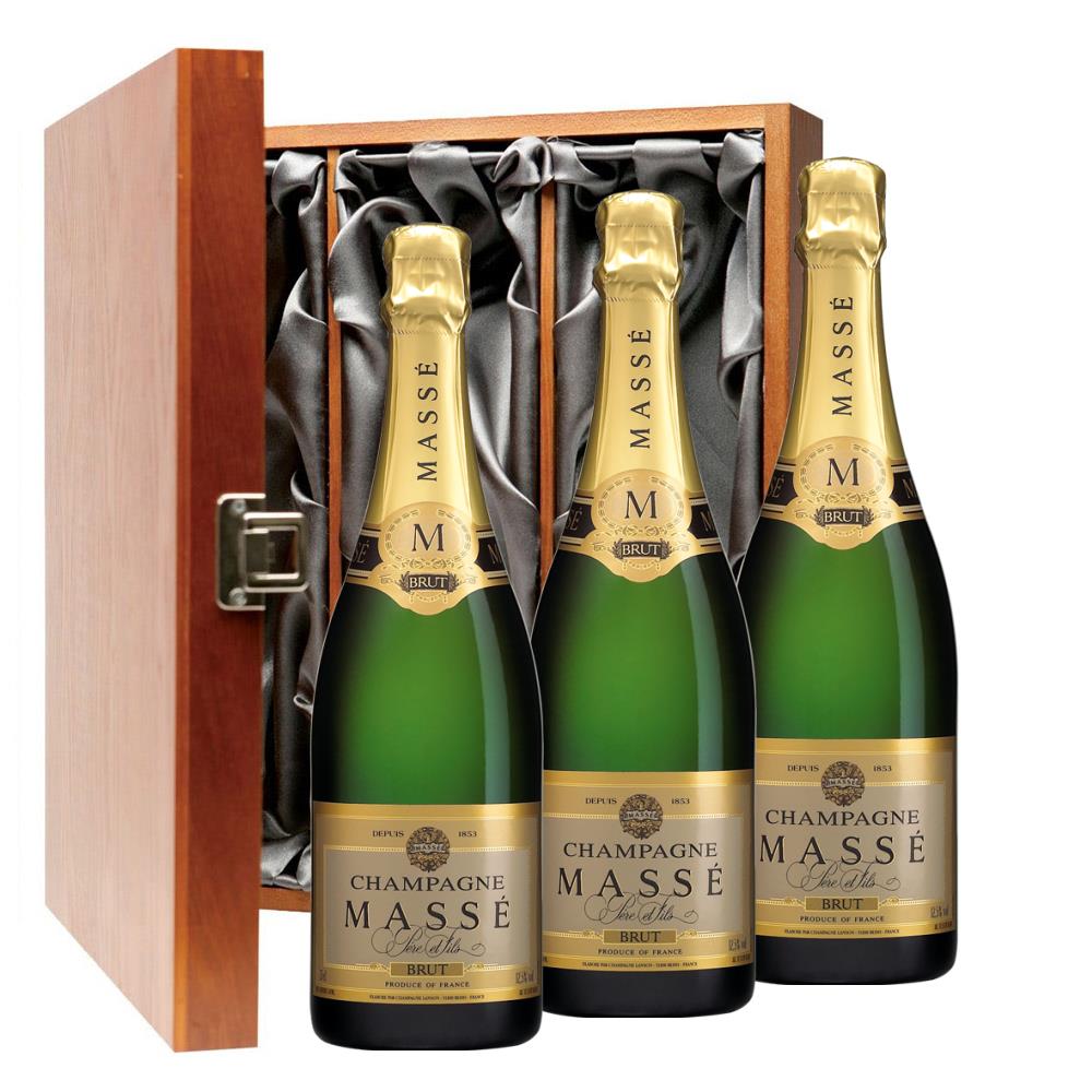 Masse Brut Champagne 75cl Three Bottle Luxury Gift Box